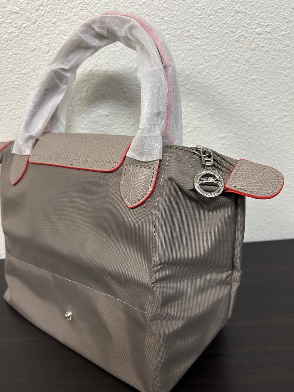 Longchamp Small  Brown Tote with Red Accents - Picture 4 of 6
